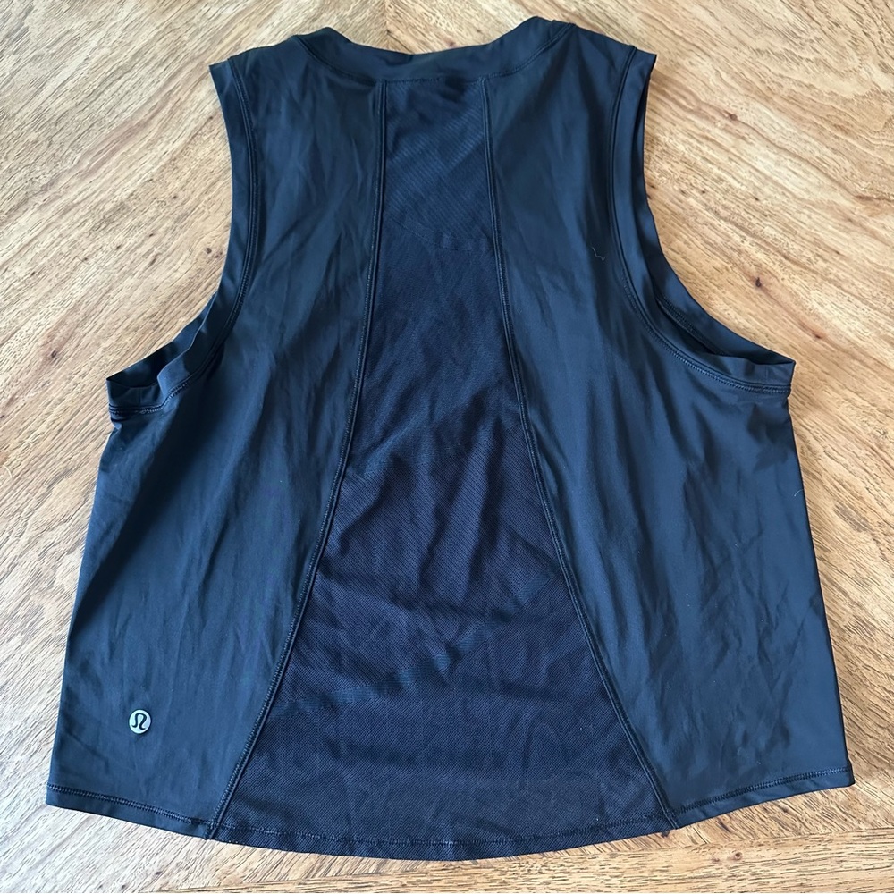 EUC LULULEMON - Black Crop Tank Top - 4